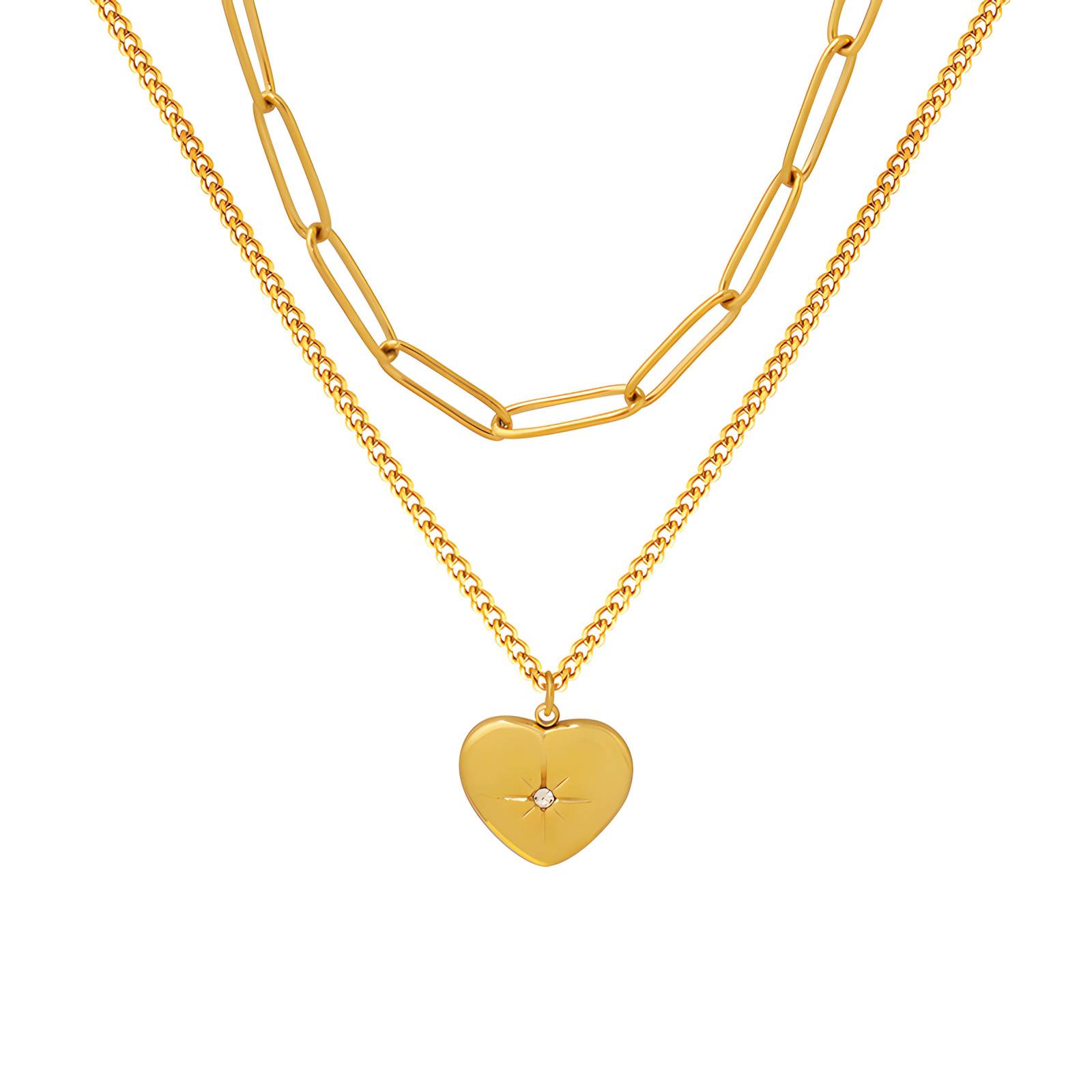 K Gold Plated Stainless Steel Heart Necklace Intensity Sku