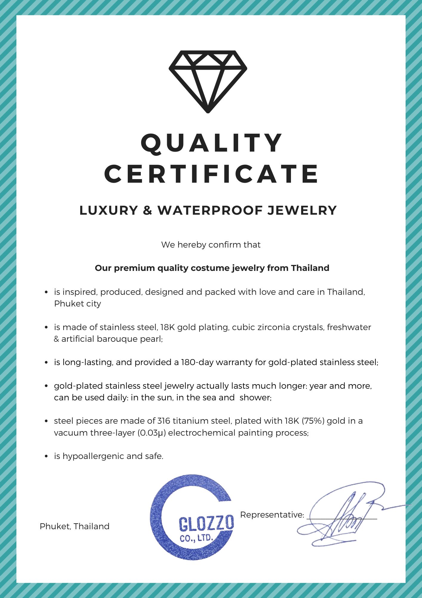 Jewelry Quality Certificate