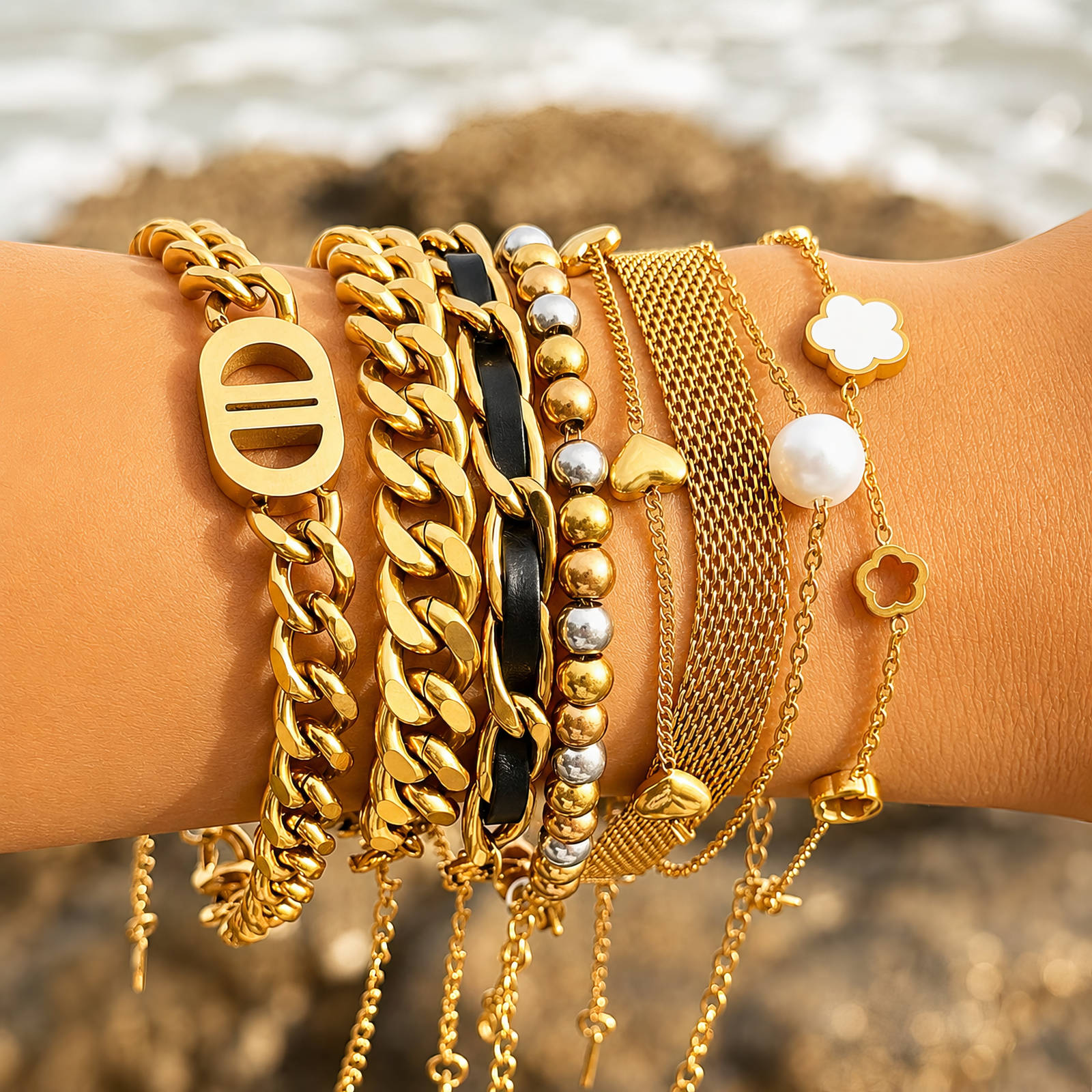 "Flower Meadow" PVD Gold-Plated Stainless Steel Bracelet - Intensity