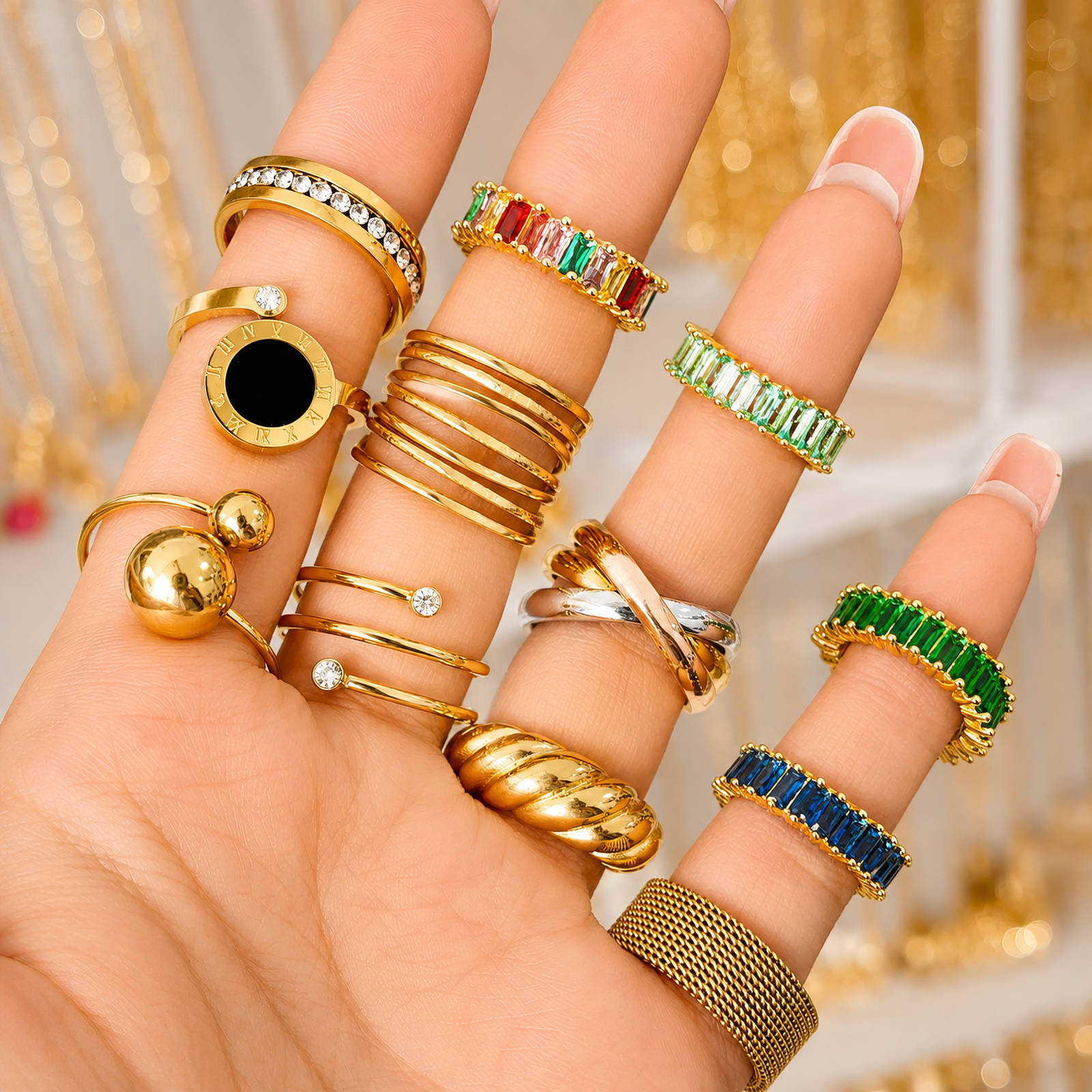 "Croissant" PVD Gold-Plated Stainless Steel Ring - Intensity