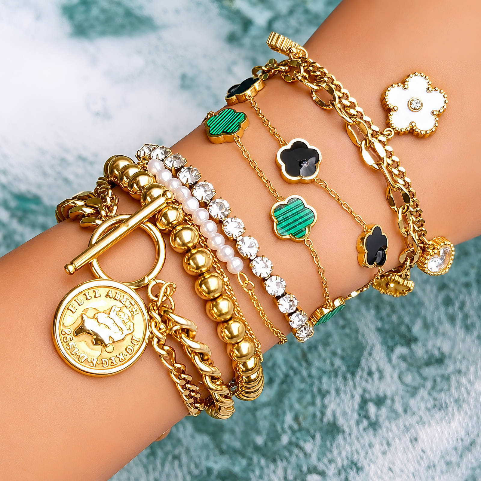 "Flower Meadow" PVD Gold-Plated Steel Bracelet - Intensity