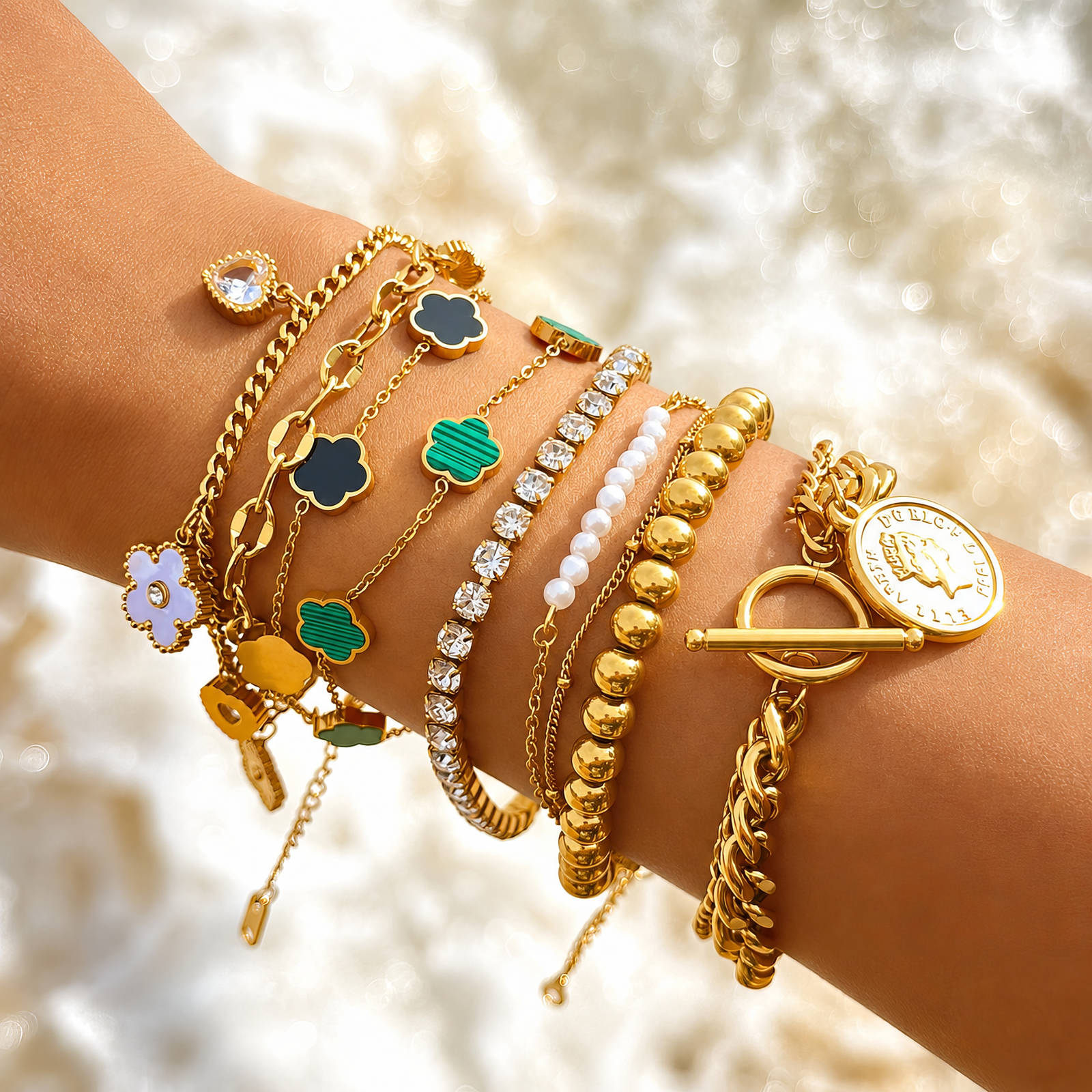 "Coin" PVD Gold-Plated Stainless Steel Bracelet - Intensity