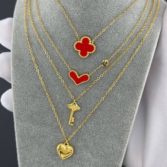 18K gold plated Stainless steel  "Heart and Key" necklace, Intensity