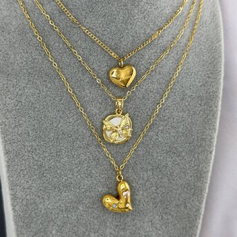 18K gold plated Stainless steel  "Heart" necklace, Intensity