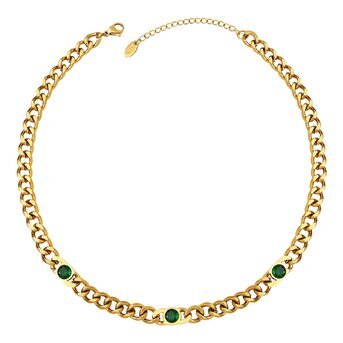 18K Gold Plated Stainless Steel "Crescent" Necklace, Intensity SKU