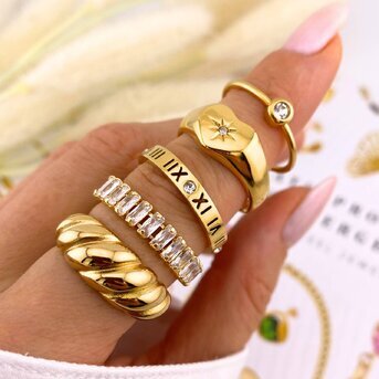 18K gold plated Stainless steel  "Сroissant" finger ring, Intensity