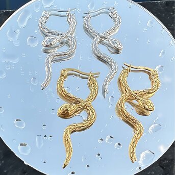 18K gold plated Stainless steel  "Snake" earrings, Intensity