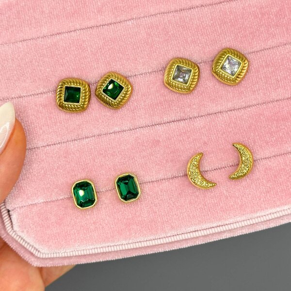 Earrings, 18K Gold Plated Steel