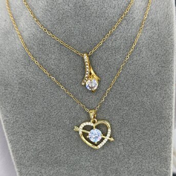 18K gold plated Stainless steel  "Heart" necklace, Intensity