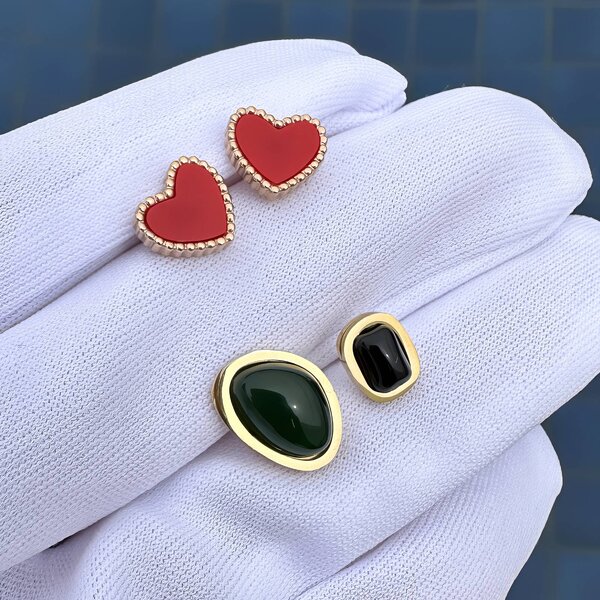 Earrings, 18K Gold Plated Steel