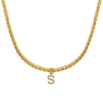 18K gold plated Stainless steel  "Letter S" necklace, Intensity