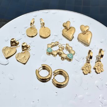 18K gold plated Stainless steel  "Hearts" earrings, Intensity