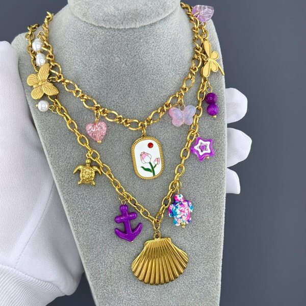 "Seashell" Necklace, 18K Gold Plated Steel