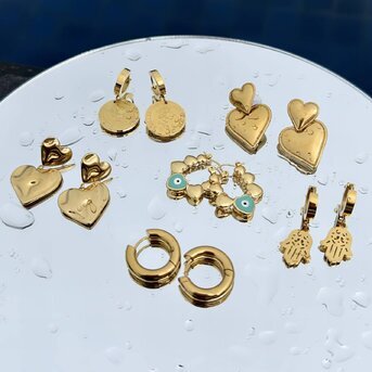 18K gold plated Stainless steel  "Hearts" earrings, Intensity