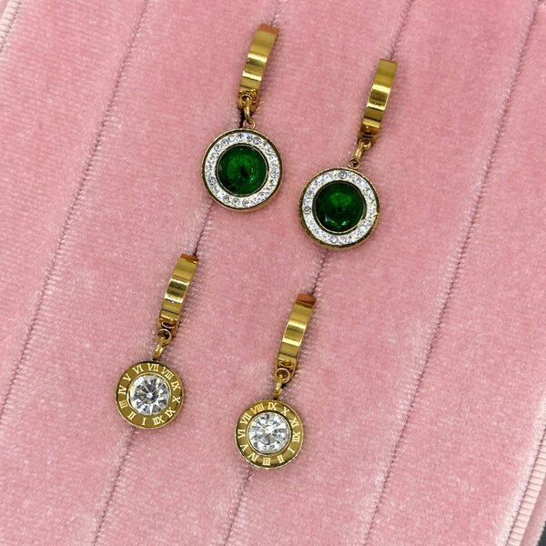 Earrings, 18K Gold Plated Steel