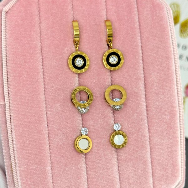 Earrings, 18K Gold Plated Steel