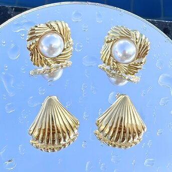 18K gold plated Stainless steel  "Seashells" earrings, Intensity