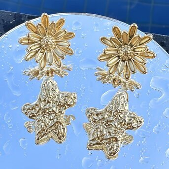 18K gold plated Stainless steel  "Stars" earrings, Intensity