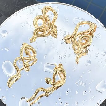 18K gold plated Stainless steel  "Snakes" earrings, Intensity