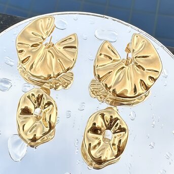 18K gold plated Stainless steel  "Flowers" earrings, Intensity