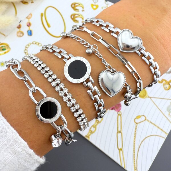 "Hearts" Bracelet, Stainless Steel