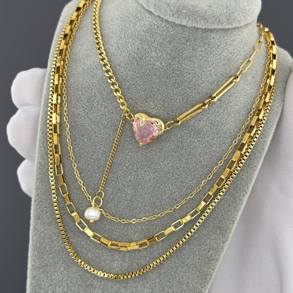 Necklace, 18K Gold Plated Steel
