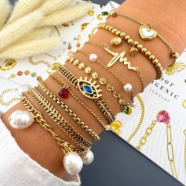 "Heart" Bracelet, 18K Gold Plated Steel