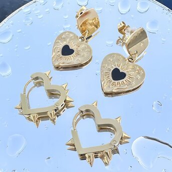 18K gold plated Stainless steel  "Hearts" earrings, Intensity