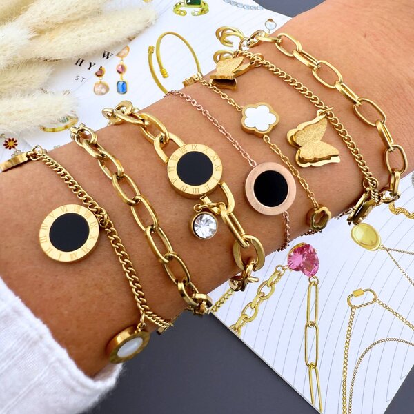 Bracelet, 18K Gold Plated Steel