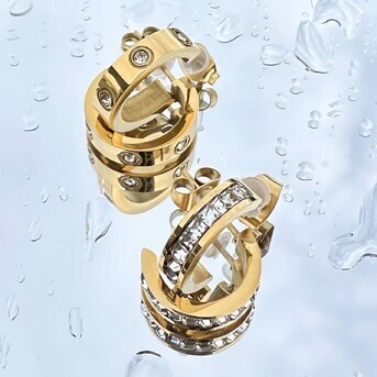 18K gold plated Stainless steel earrings, Intensity