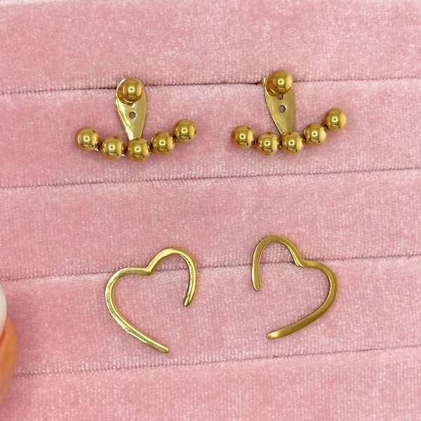 "Hearts" Earrings, 18K Gold Plated Steel