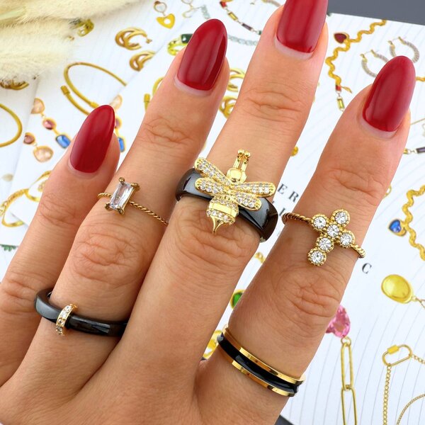 Ring, 18K Gold Plated Steel