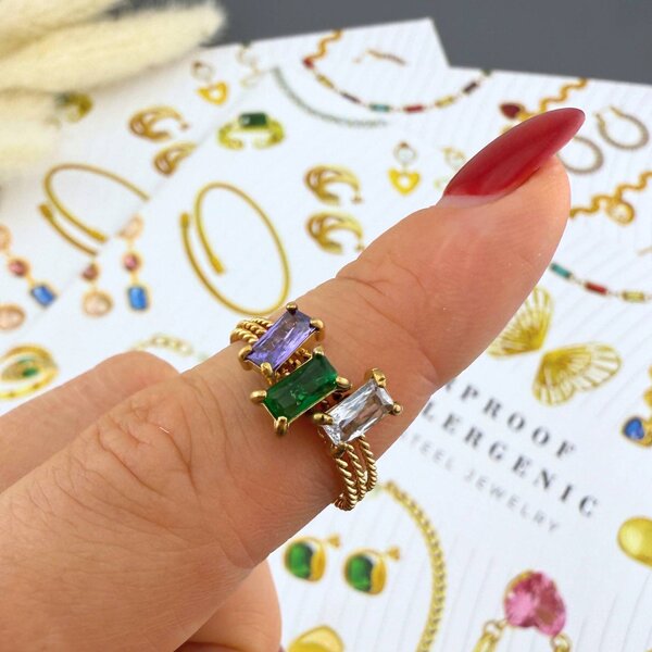 Ring, 18K Gold Plated Steel