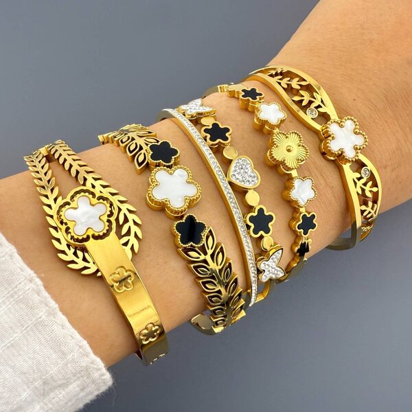 "Flower Meadow" Bracelet, 18K Gold Plated Steel