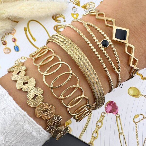 Bracelet, 18K Gold Plated Steel