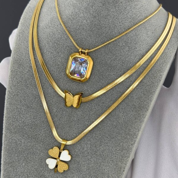 Necklace, 18K Gold Plated Steel