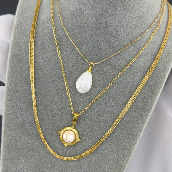 Necklace, 18K Gold Plated Steel