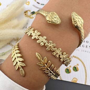 18K gold plated Stainless steel  "Flowers" bracelet, Intensity