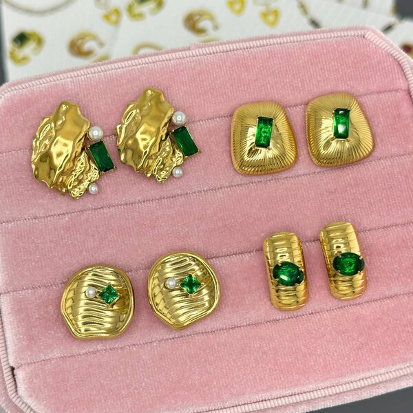 Earrings, 18K Gold Plated Brass