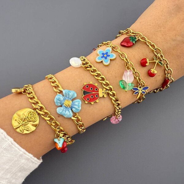 "Cherry" Bracelet, 18K Gold Plated Steel