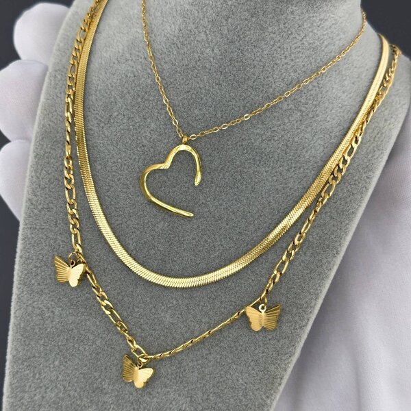 "Heart" Necklace, 18K Gold Plated Steel