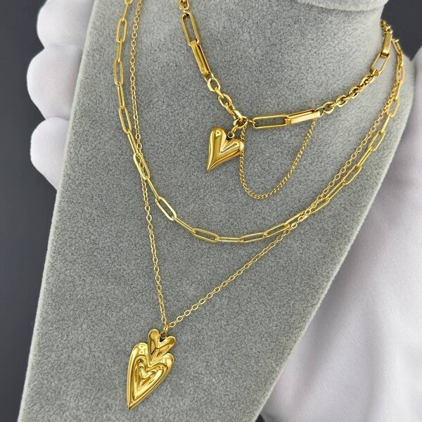 "Heart" Necklace, 18K Gold Plated Steel