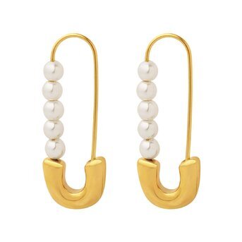 18K gold plated Stainless steel  "Safety pin" earrings, Intensity