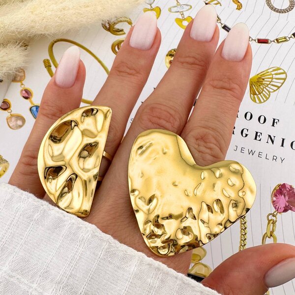 "Heart" Ring, 18K Gold Plated Steel