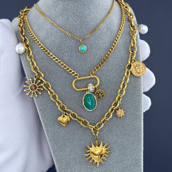 Necklace, 18K Gold Plated Steel