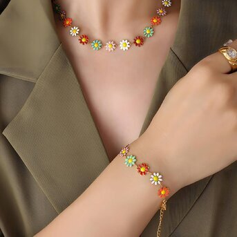 18K gold plated Stainless steel  "Flowers" bracelet, Intensity