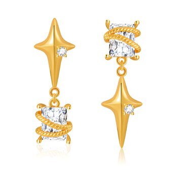 18K gold plated Stainless steel  "Star" earrings, Intensity