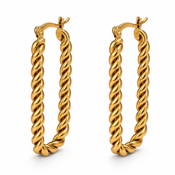 Earrings, 18K Gold Plated Steel
