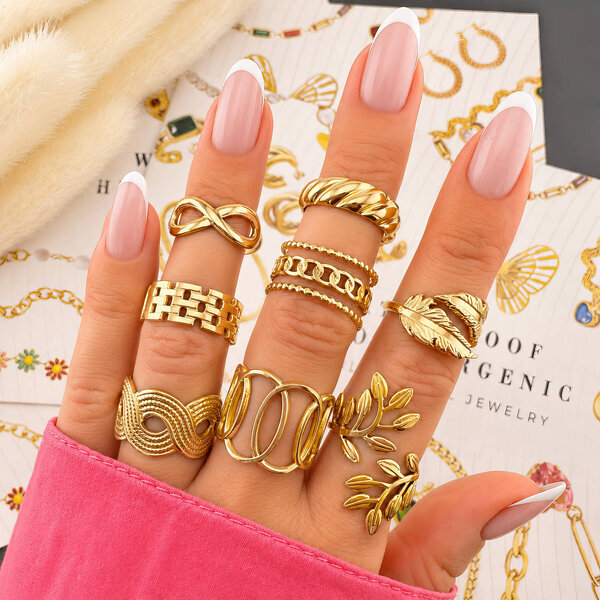 Ring, 18K Gold Plated Steel