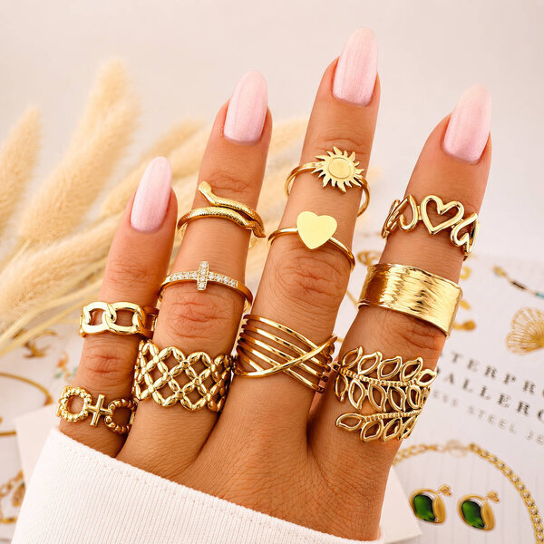 Ring, 18K Gold Plated Steel
